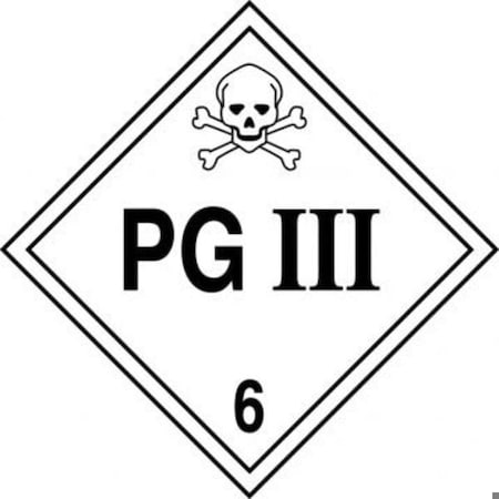 Accuform DOT PLACARD HAZARD CLASS 6  PG III MPL604FV100 MPL604FV100